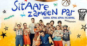 Everything you need to know about Aamir Khan’s Sitaare Zameen Par Creative poster for the Bollywood movie "Stare Zameen Par," featuring a colorful cast of characters in a basketball court with playful doodles and vibrant background, emphasizing comedy and friendship.