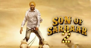 Everything about Ajay Devgn’s Son of Sardaar 2 You Must Know Thrilled man riding two horses in a desert landscape with the "Son of Sardar 2" movie logo in bold, illuminated letters. The poster highlights Indian cinema, popular film sequels, and Bollywood entertainment.