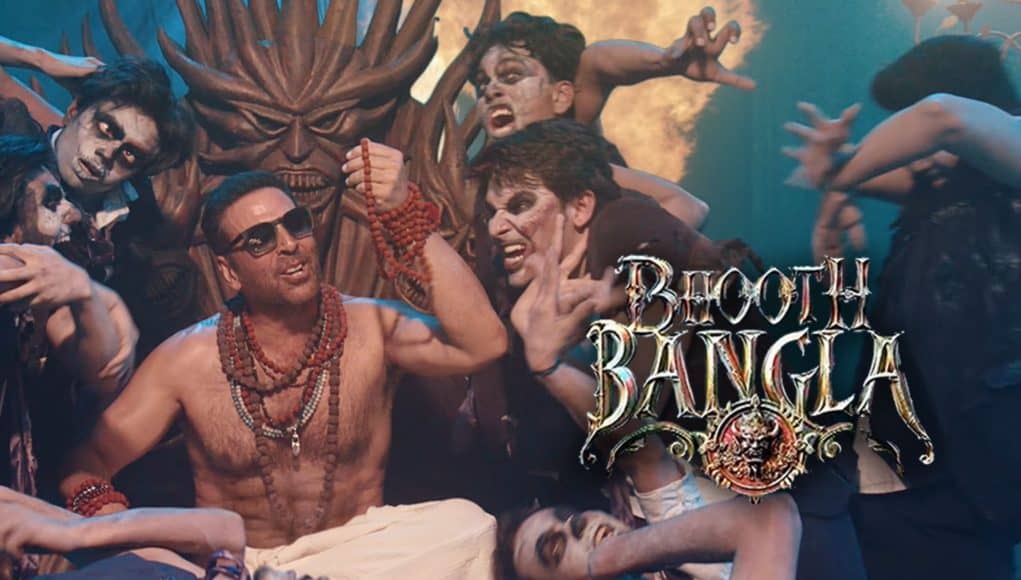 Ram Ji Aake Bhala Karenge Song Scene from Bhooth Bangla featuring energetic characters and vibrant costumes in a lively setting.